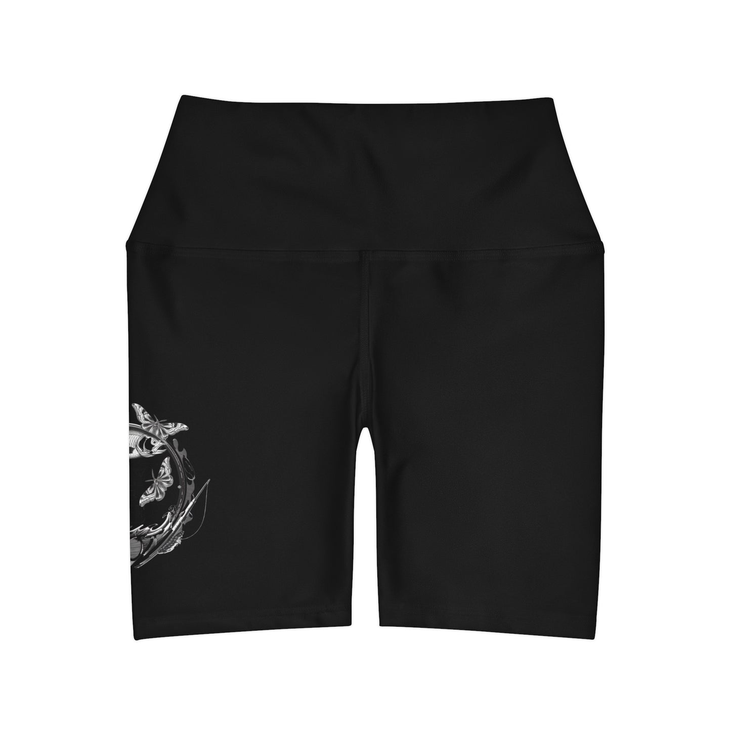 J - Fly or Die Fishing - High Waisted Yoga Shorts (AOP)