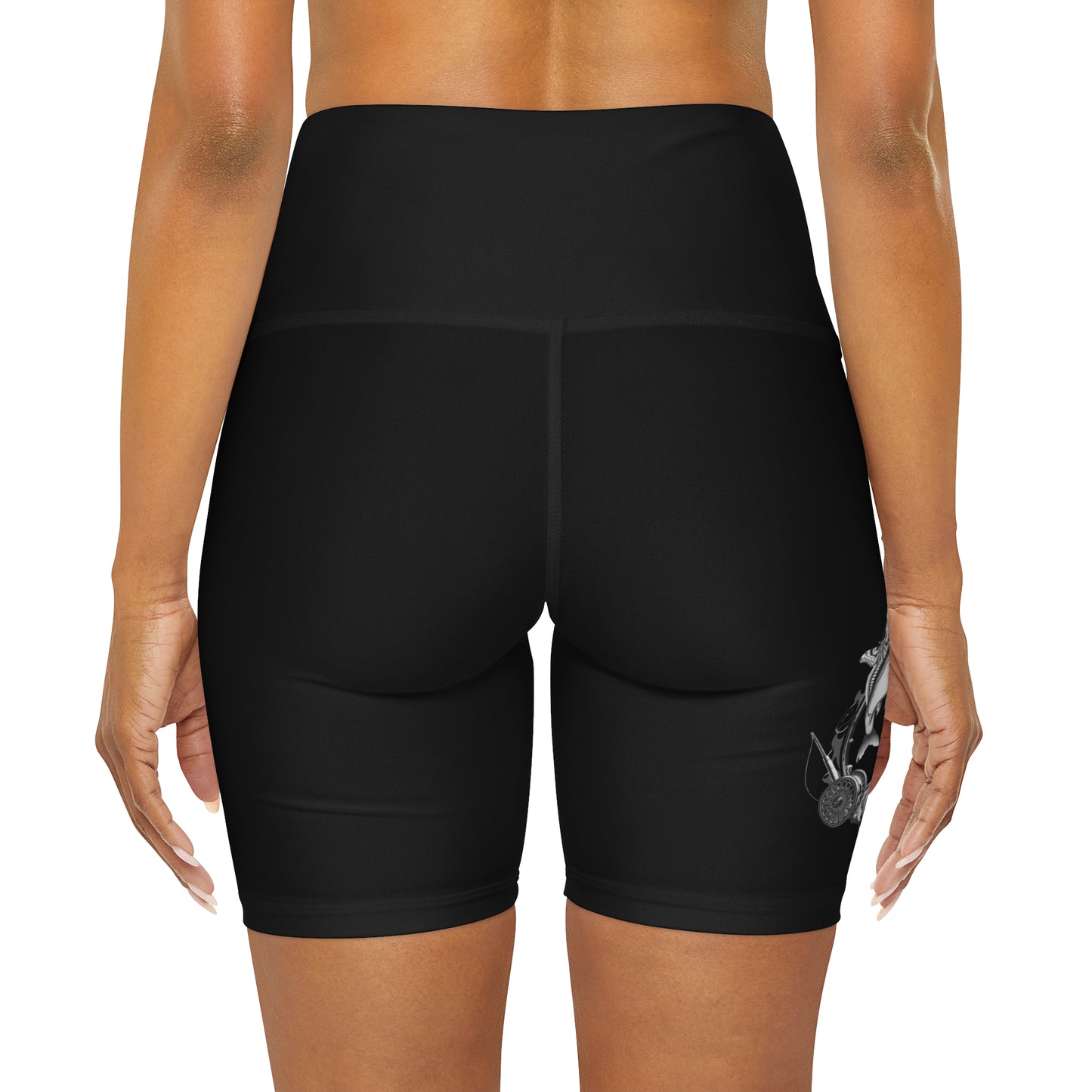J - Fly or Die Fishing - High Waisted Yoga Shorts (AOP)