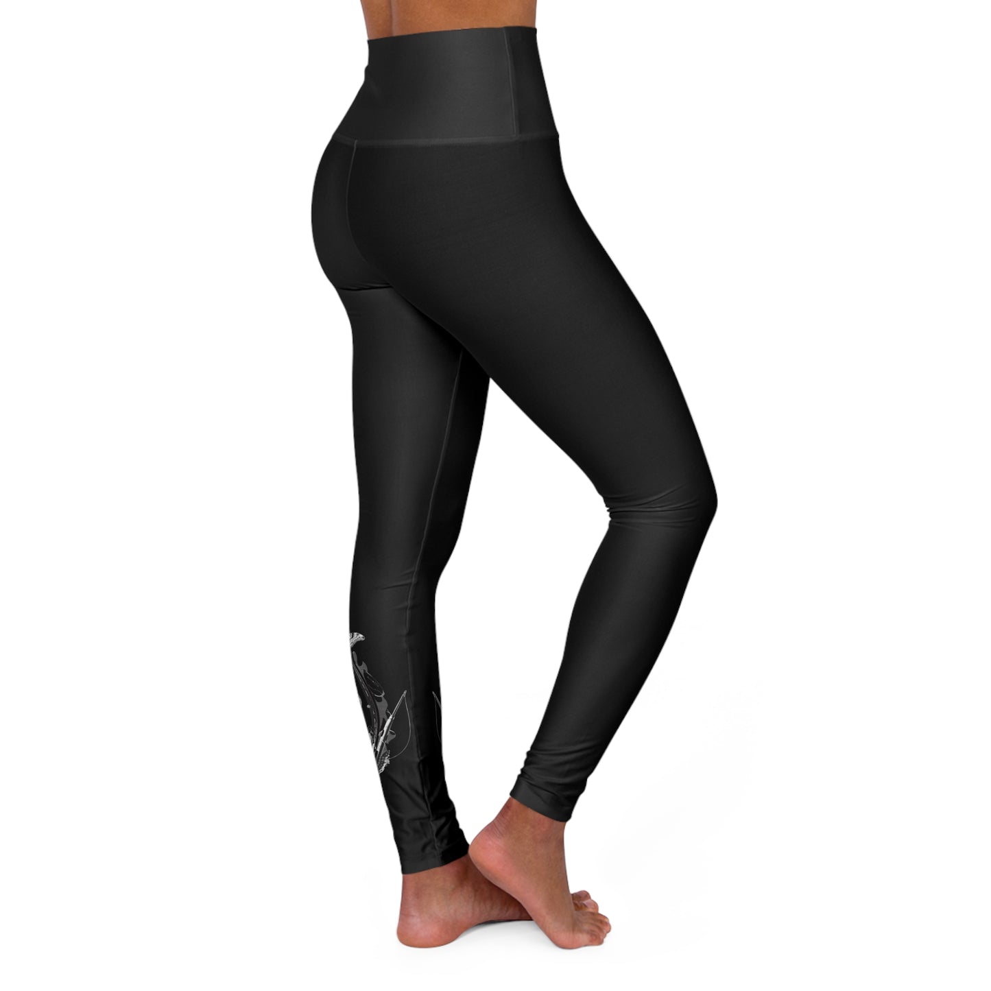H - Fly or Die Fishing - High Waisted Yoga Leggings (AOP)