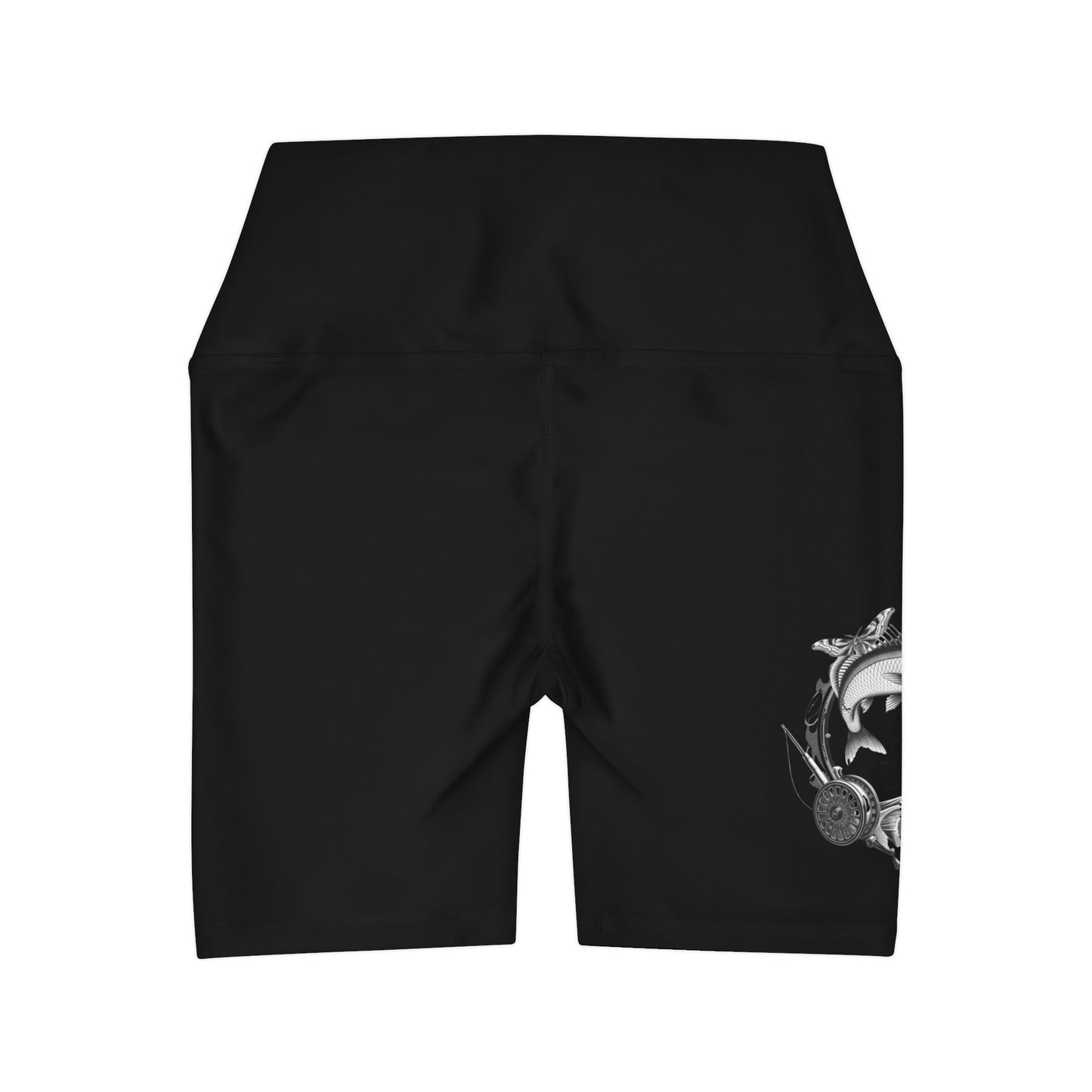 J - Fly or Die Fishing - High Waisted Yoga Shorts (AOP)