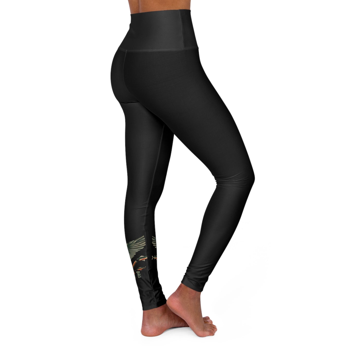 H - Fly or Die Fishing - High Waisted Yoga Leggings (AOP)