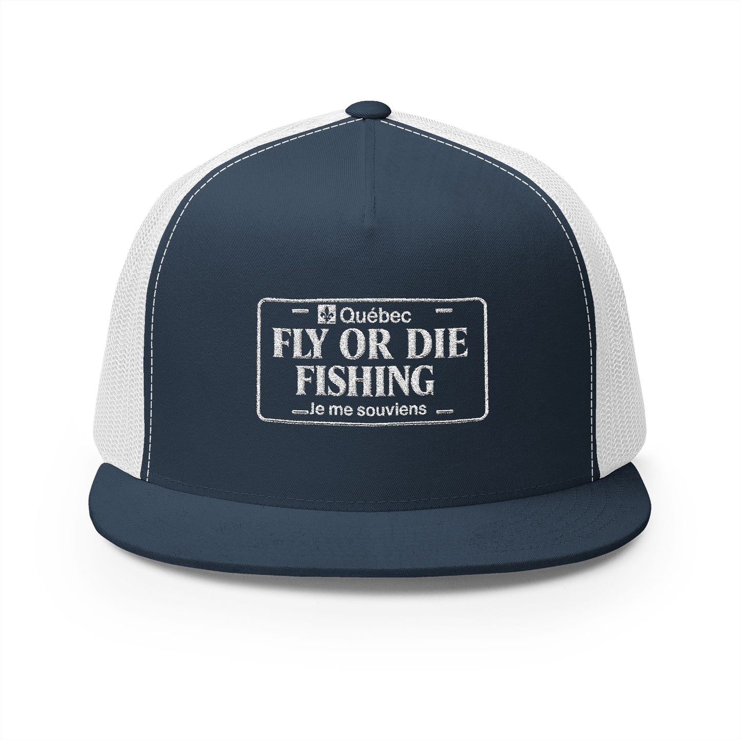 D - Fly or Die Fishing - 5 Panel Trucker Cap