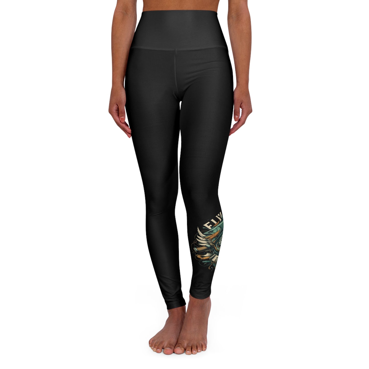 A - Fly or Die Fishing - Leggings de yoga à taille haute (AOP)