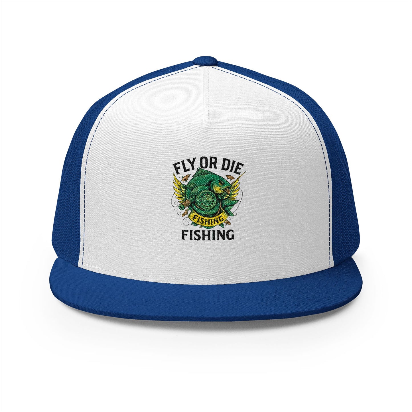D - Fly or Die Fishing - 5 Panel Trucker Cap