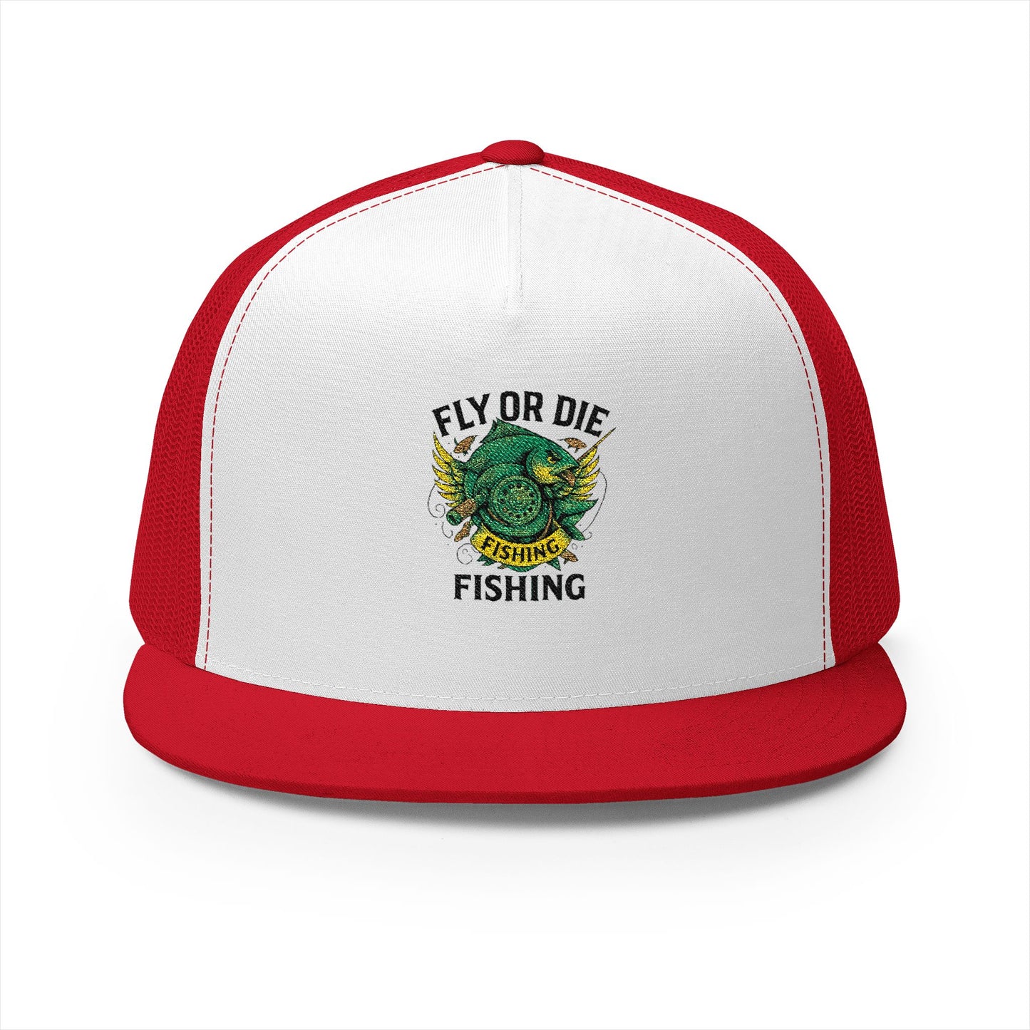 D - Fly or Die Fishing - 5 Panel Trucker Cap
