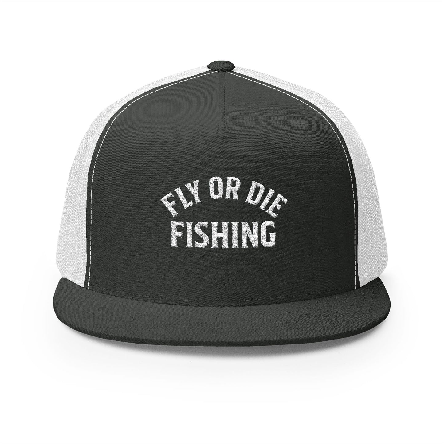 D - Fly or Die Fishing - 5 Panel Trucker Cap