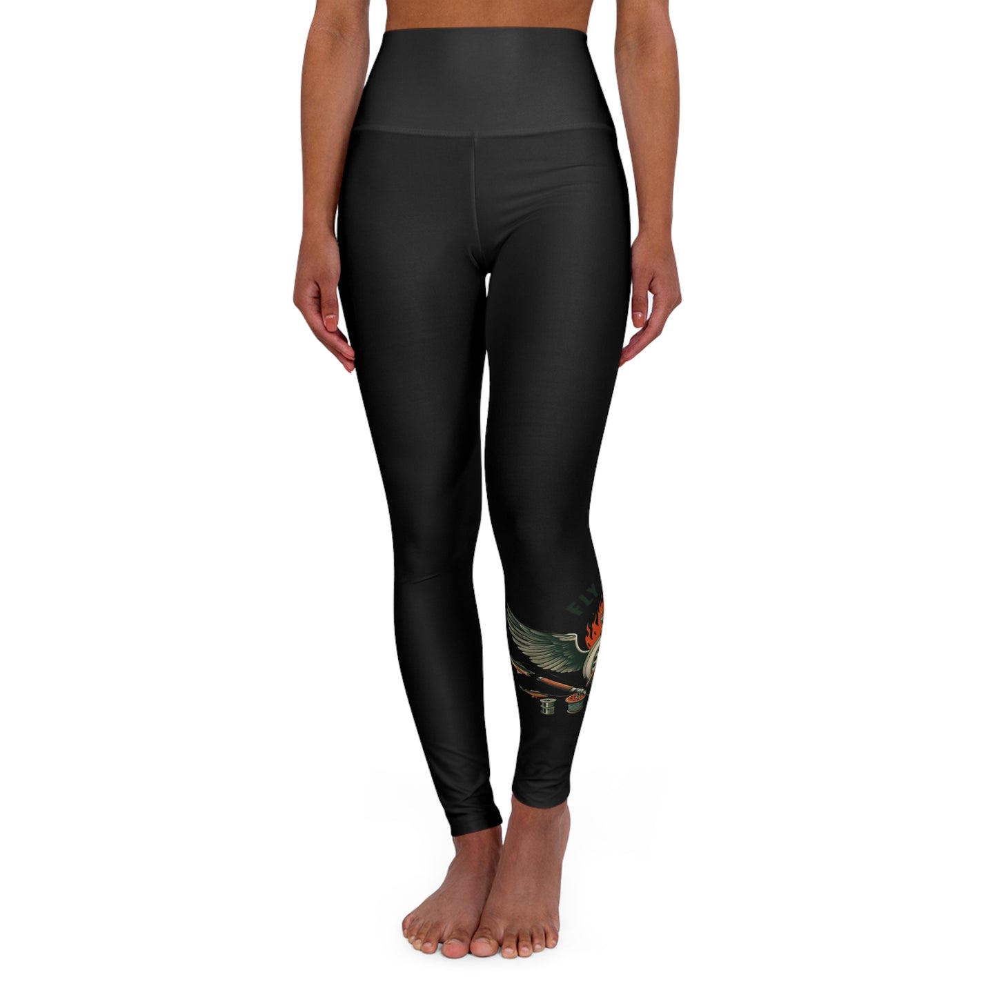 H - Fly or Die Fishing - Leggings de yoga à taille haute (AOP)