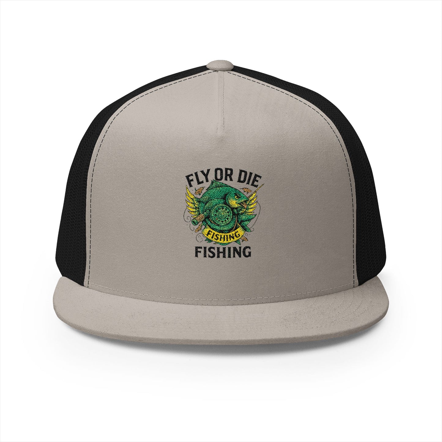 D - Fly or Die Fishing - 5 Panel Trucker Cap