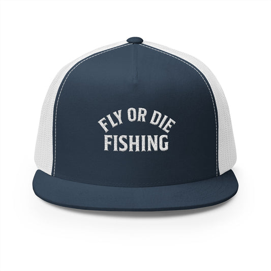 D - Fly or Die Fishing - 5 Panel Trucker Cap