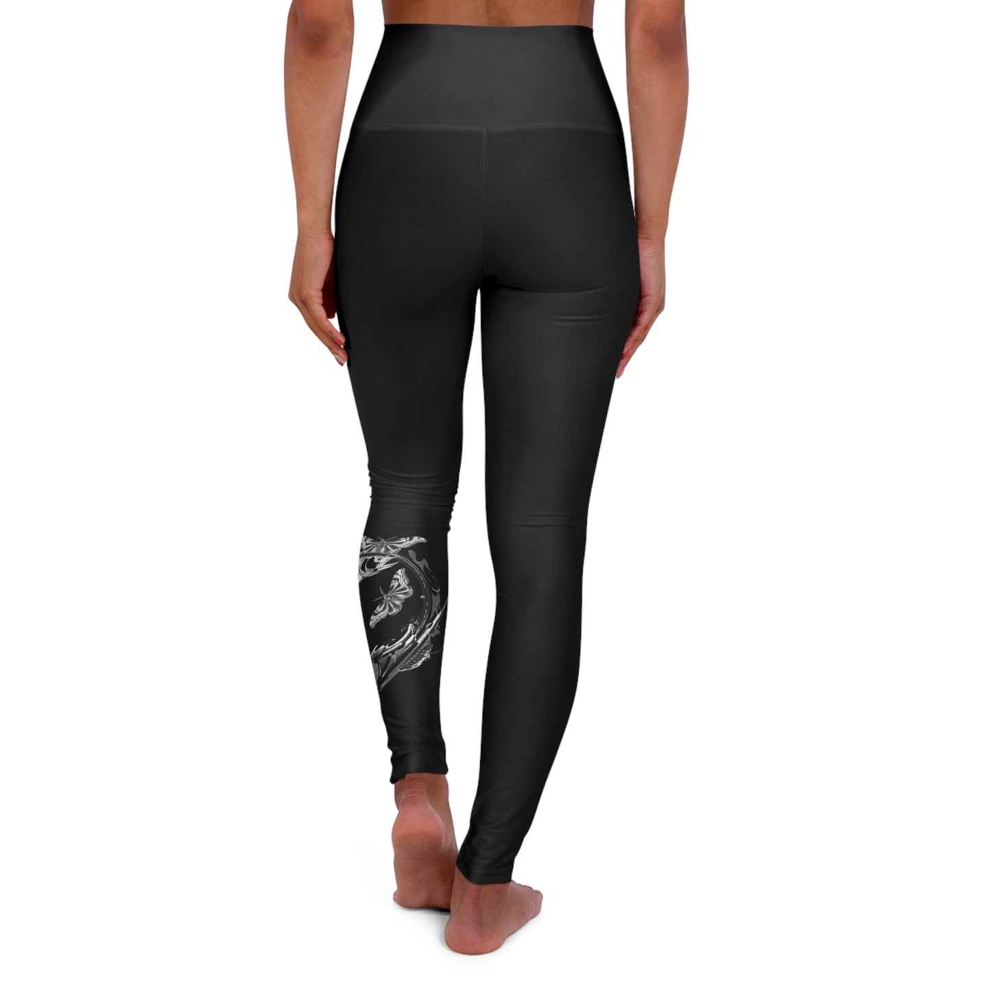 H - Fly or Die Fishing - High Waisted Yoga Leggings (AOP)