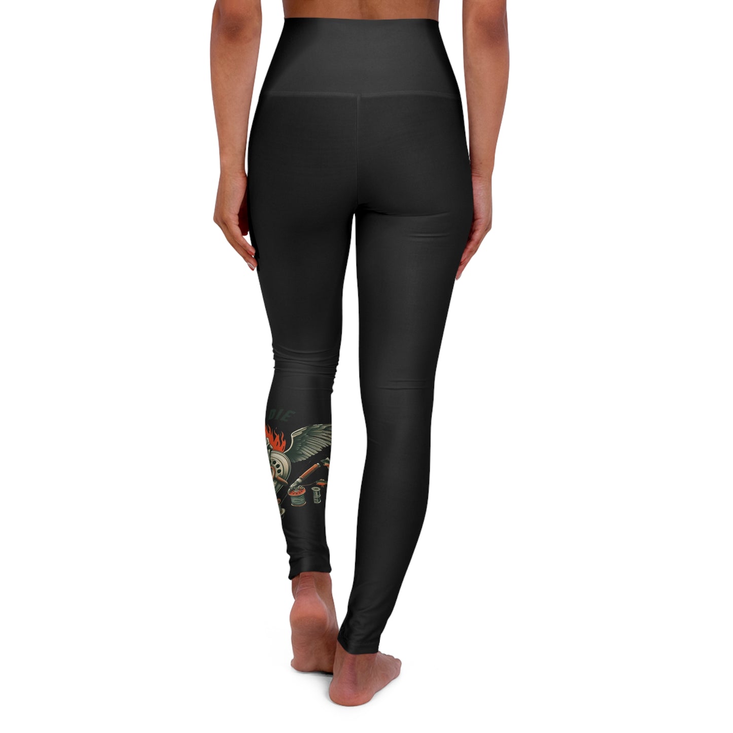 H - Fly or Die Fishing - High Waisted Yoga Leggings (AOP)